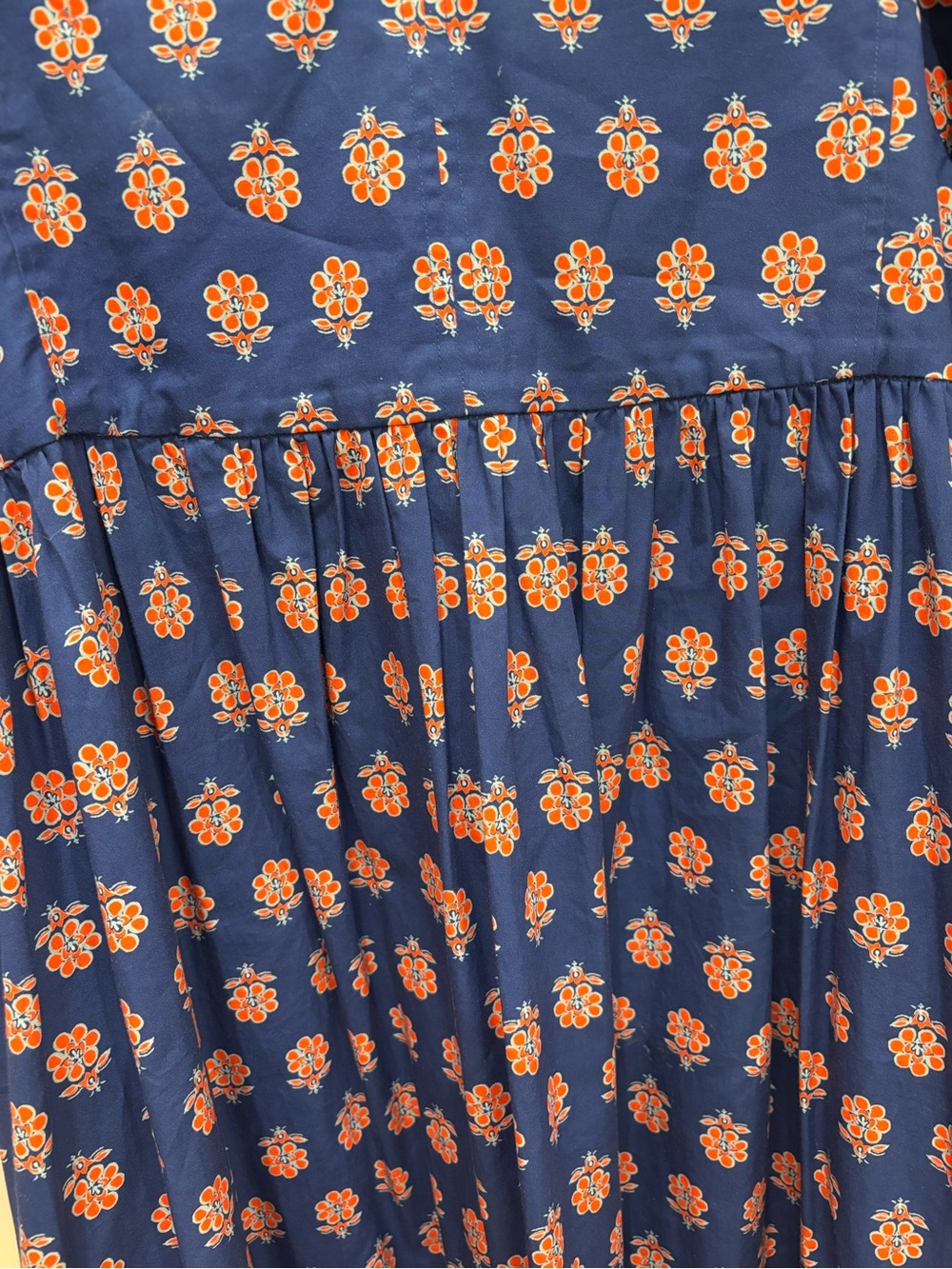 Hunter Bell Palmer Dress Oxford Foulard Puff Sleeve Midi Blue Floral Retired XL - Picture 5 of 6